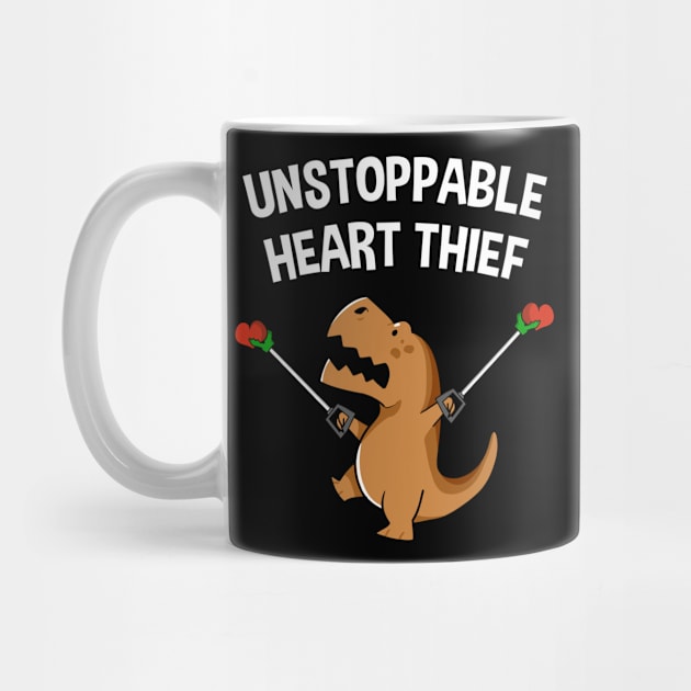 Unstoppable Heart thief T Rex Dinosaur Funny Valentine by TheBeardComic